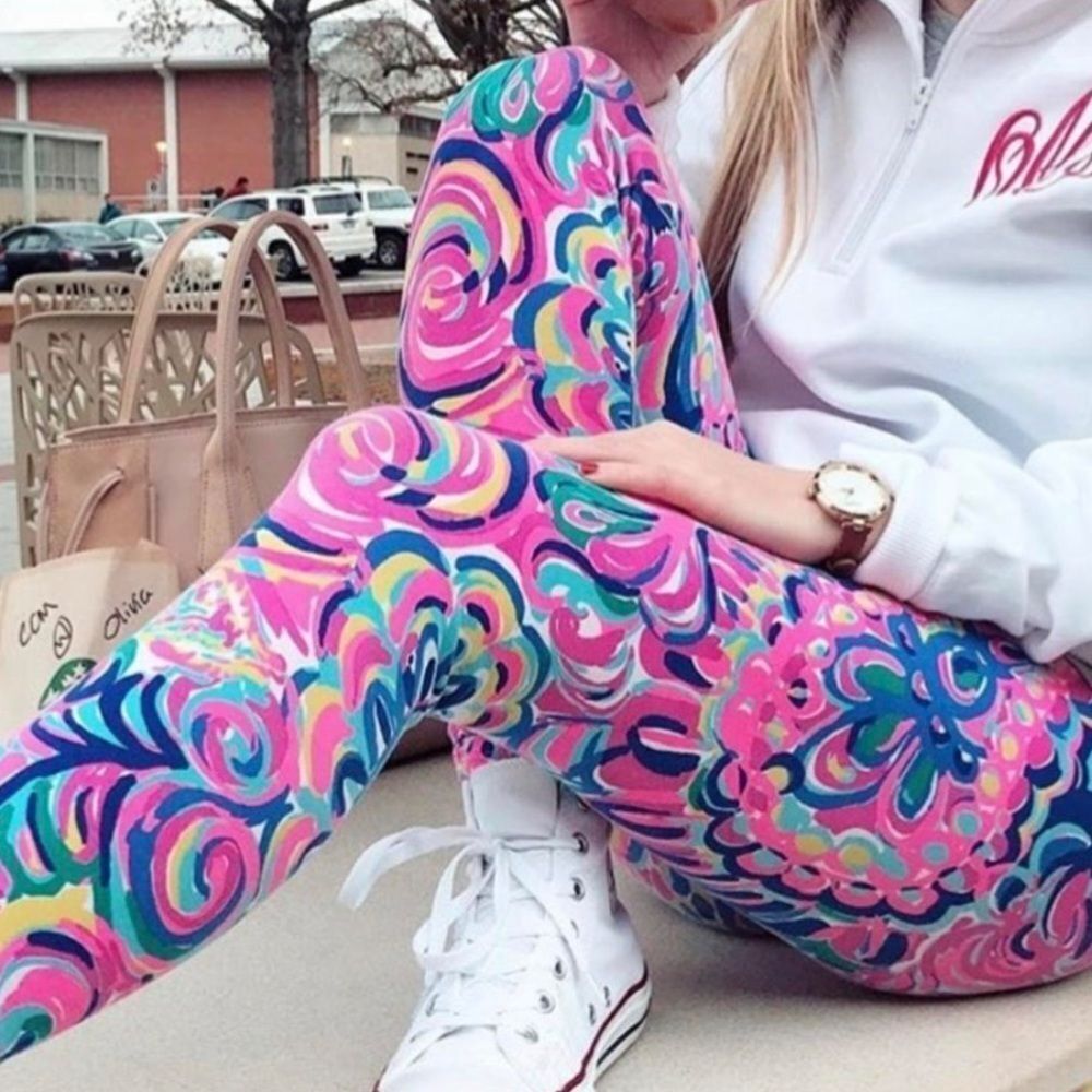 Lilly Pulitzer Vibrant Pink and Blue Kids Leggings size medium